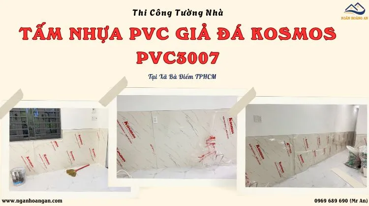 Thi Công Tường Nhà PVC Giả Đá Kosmos PVC3007 Tại Xã Bà Điểm TPHCM