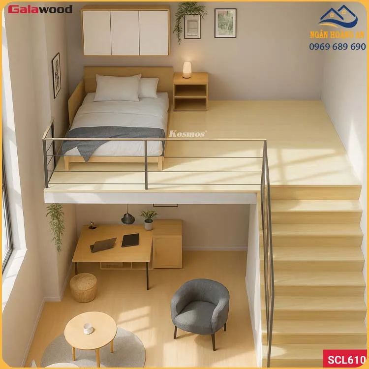 Thi Công Sàn Nhựa Chịu Lực Galawood SCL610 Làm Gác Bền Đẹp Theo Thời Gian
