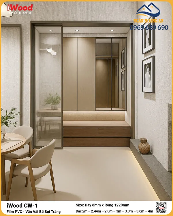 Thi Công Tấm Ốp Than Tre iWood CW-1 Vân Vải Bố Uy Tín