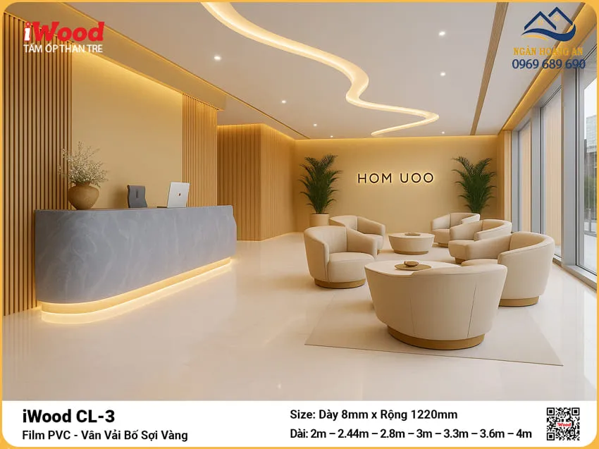 Thi Công Tấm Than Tre iWood CL-3 Vân Vải Bố Sợi Vàng