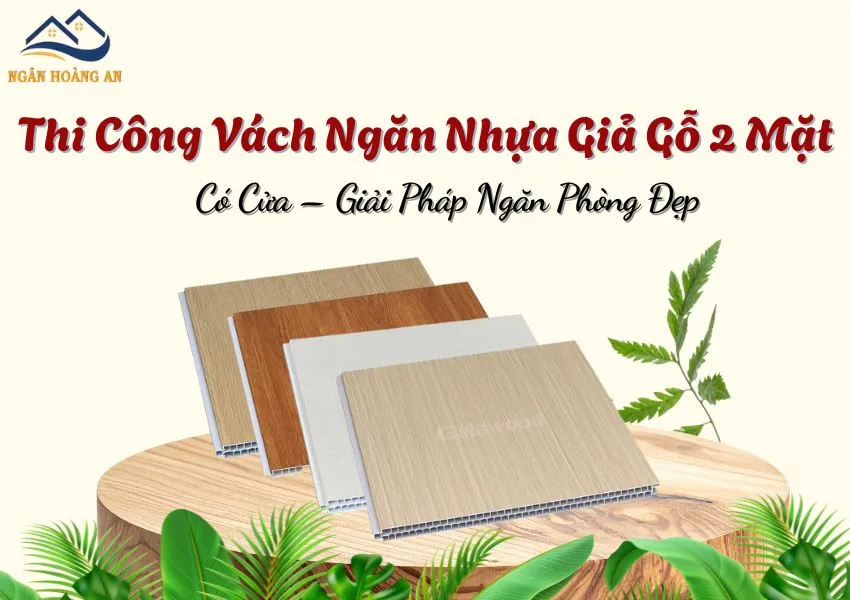 Thi Công Vách Ngăn Nhựa Giả Gỗ 2 Mặt Có Cửa – Giải Pháp Ngăn Phòng Đẹp