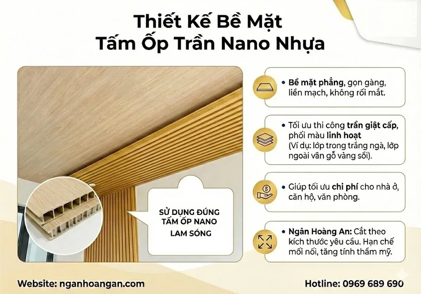 Thiết Kế Bề Mặt Tấm Ốp Trần Nano Nhựa