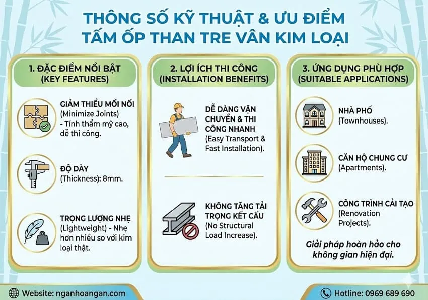 Thông Số Kỹ Thuật Của Tấm Ốp Than Tre Vân Kim Loại