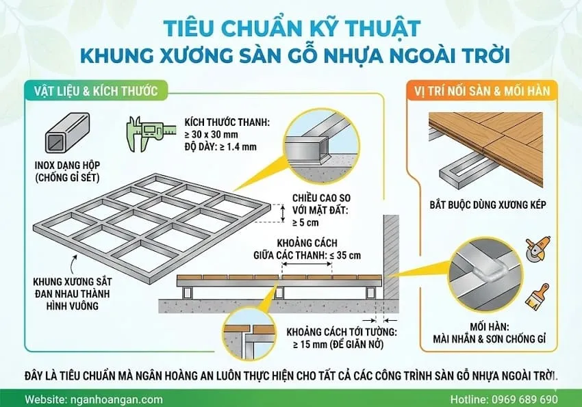 Tiêu Chuẩn Kỹ Thuật Khung Xương Sàn Gỗ Nhựa Ngoài Trời