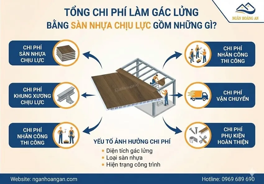 Tổng Chi Phí Làm Gác Lửng Bằng Sàn Nhựa Chịu Lực Gồm Những Gì?