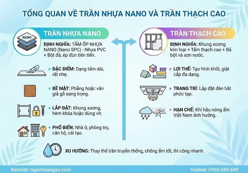 Tổng Quan Về Trần Nhựa Nano Và Trần Thạch Cao