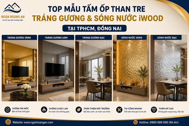 Top Mẫu Tấm Ốp Than Tre Tráng Gương & Sóng Nước iWood Tại TPHCM, Đồng Nai