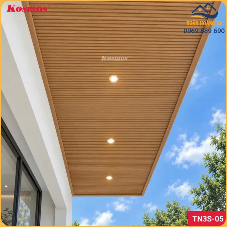 Ứng Dụng Trần Lam 3 Sóng Nhôm Kosmos TN3S-05 Vân Gỗ Vàng Cam Ứng Dụng Trần Lam 3 Sóng Nhôm Kosmos TN3S-05 Vân Gỗ Vàng Cam
