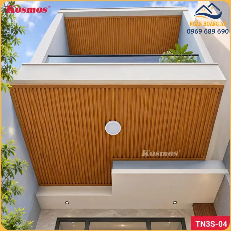 Ứng Dụng Trần Lam Nhôm 3 Sóng Kosmos TN3S-04 Vân Gỗ Cam Cánh Gián Ứng Dụng Trần Lam Nhôm 3 Sóng Kosmos TN3S-04 Vân Gỗ Cam Cánh Gián