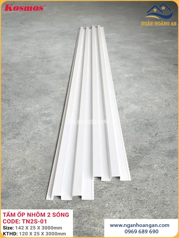 Trần Nhôm 2 Sóng Cao Kosmos TN2S-01 Màu Trắng Trần Nhôm 2 Sóng Cao Kosmos TN2S-01 Màu Trắng