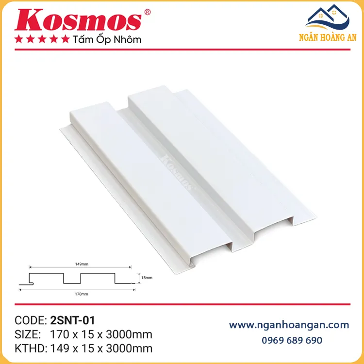 Trần Nhôm 2 Sóng Thấp Kosmos 2SNT-01 Màu Trắng