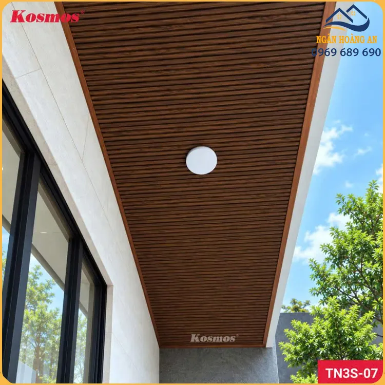 Ứng Dụng Trần Nhôm Lam 3 Sóng Kosmos TN3S-07 Vân Gỗ Nâu Walnut