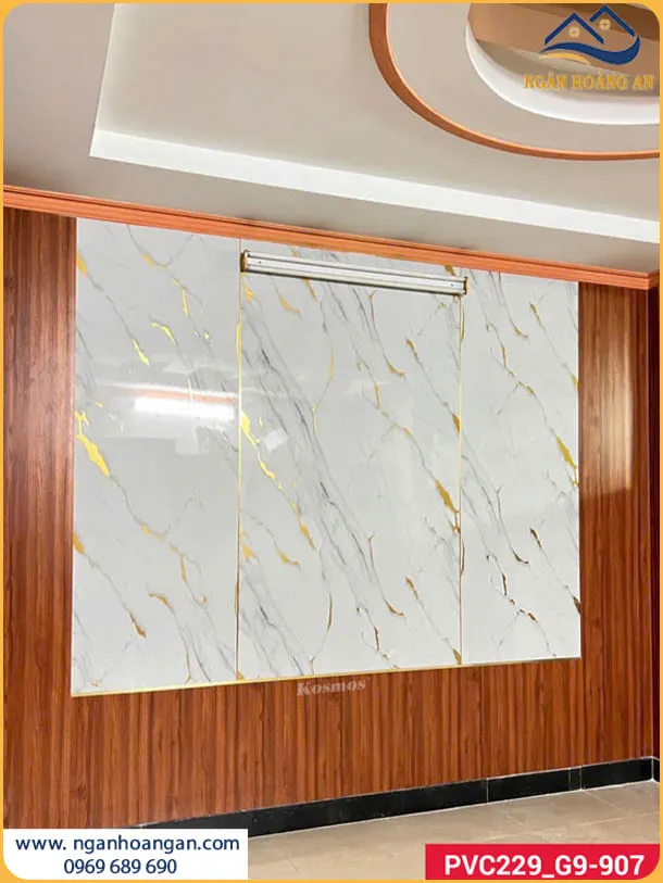 Trang Trí Vách Tivi Bằng Nano Và PVC Giả Đá