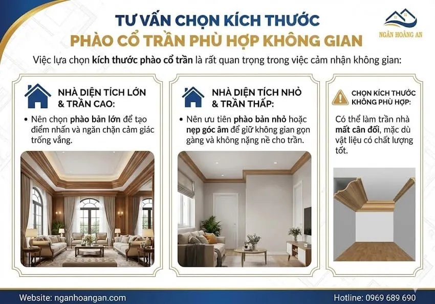 Tư Vấn Chọn Kích Thước Phào Cổ Trần Phù Hợp Không Gian