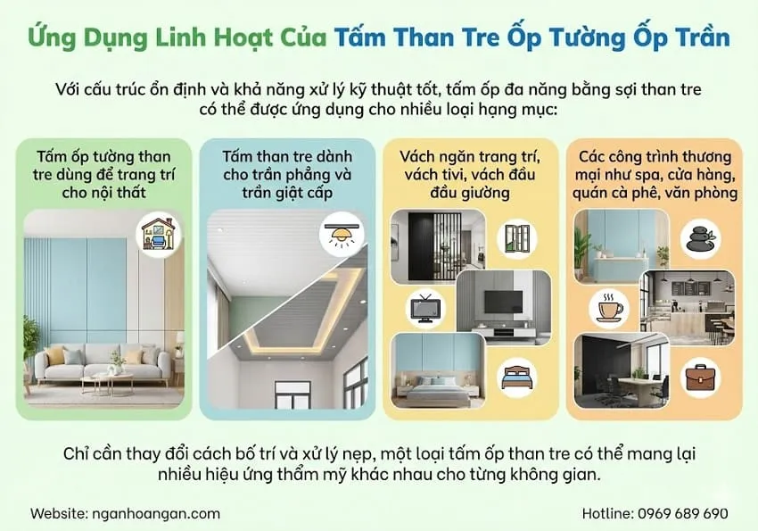Ứng Dụng Linh Hoạt Của Tấm Than Tre Ốp Tường Ốp Trần