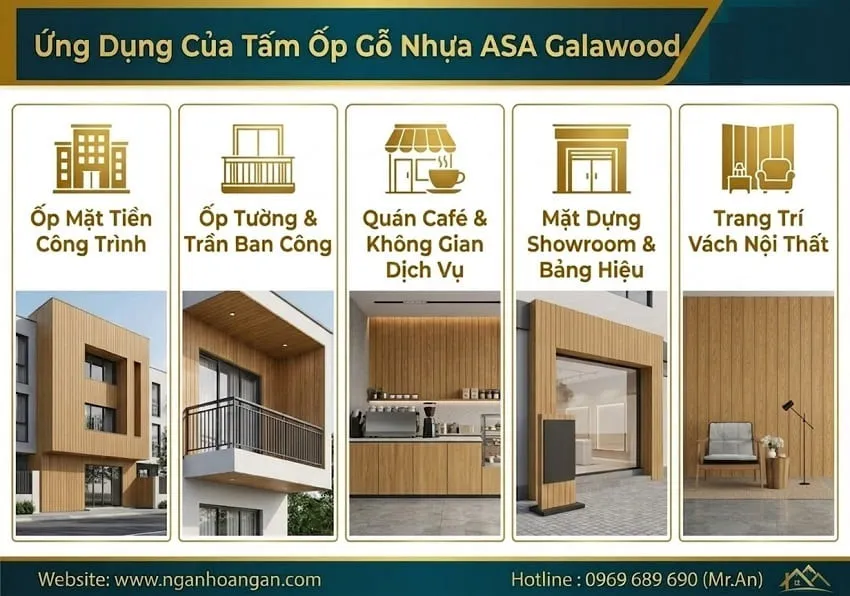 Ứng Dụng Của Tấm Ốp Gỗ Nhựa Ngoài Trời Phủ ASA Galawood