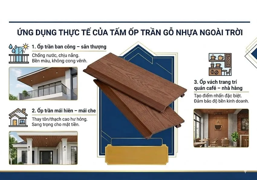 Ứng Dụng Thực Tế Của Tấm Ốp Trần Gỗ Nhựa Ngoài Trời