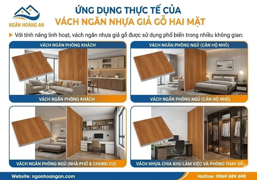 Ứng Dụng Thực Tế Của Vách Ngăn Nhựa Giả Gỗ Hai Mặt