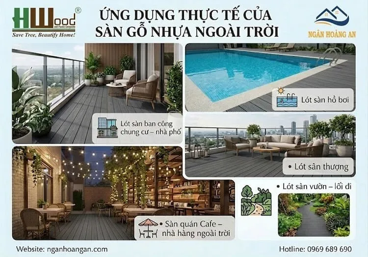 Ứng Dụng Thực Tế Sàn Gỗ Nhựa Ngoài Trời Hwood HW145K25 Dark Grey