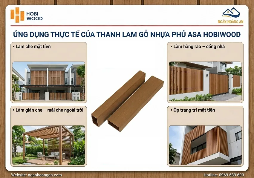 Ứng Dụng Thực Tế Thanh Lam Gỗ Nhựa Ngoài Trời Phủ ASA