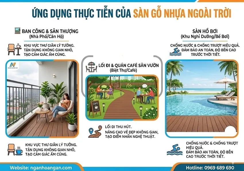 Ứng Dụng Thực Tiễn Của Sàn Gỗ Nhựa Dùng Ngoài Trời