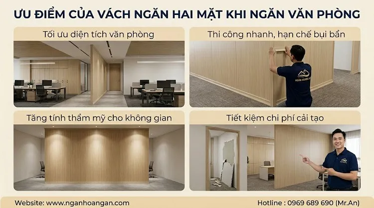 Ưu Điểm Của Vách Ngăn Hai Mặt Khi Ngăn Văn Phòng