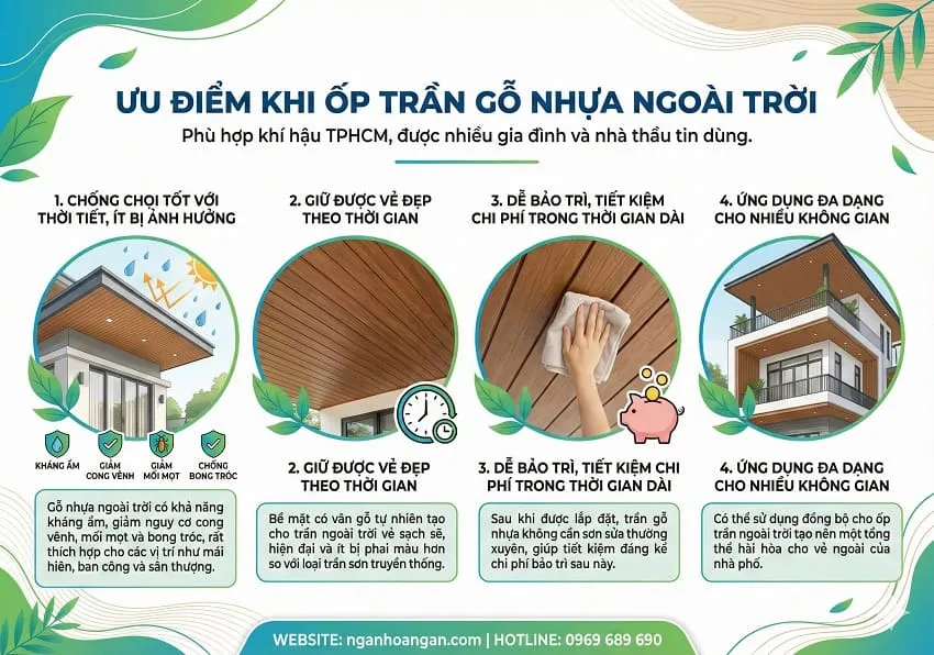 Ưu Điểm  Khi Ốp Trần Gỗ Nhựa Ngoài Trời