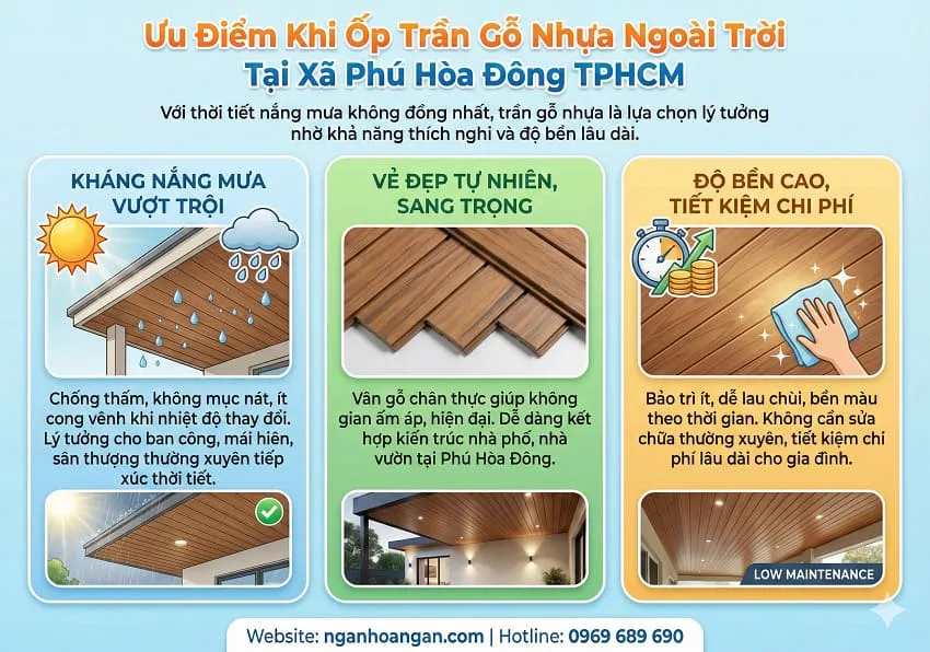 Ưu Điểm  Khi Ốp Trần Gỗ Nhựa Ngoài Trời