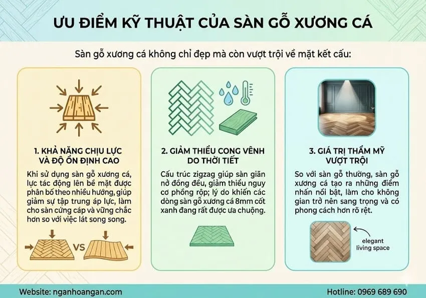 Ưu Điểm Kỹ Thuật Của Sàn Gỗ Xương Cá
