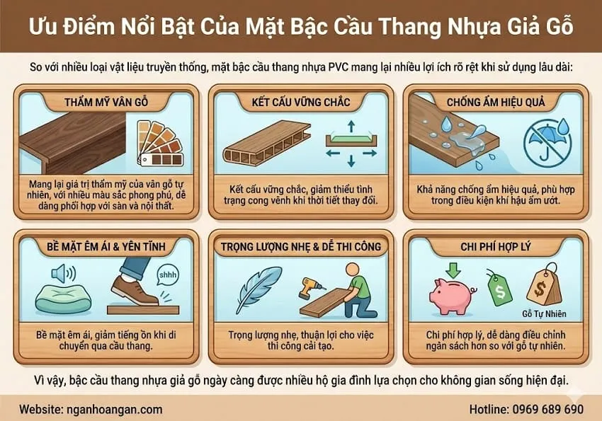 Ưu Điểm Nổi Bật Của Mặt Bậc Cầu Thang Nhựa Giả Gỗ