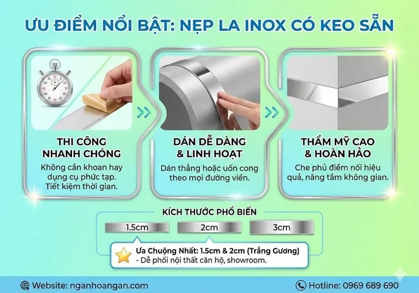 Ưu Điểm Nổi Bật Của Nẹp La Inox Có Keo Sẵn
