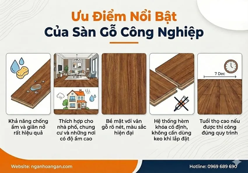 Ưu Điểm Nổi Bật Của Sàn Gỗ Công Nghiệp