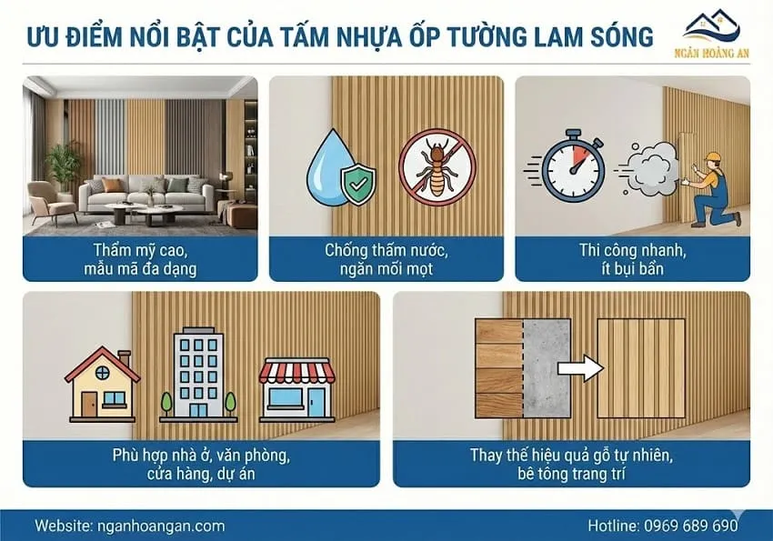 Ưu Điểm Nổi Bật Của Tấm Nhựa Ốp Tường Lam Sóng