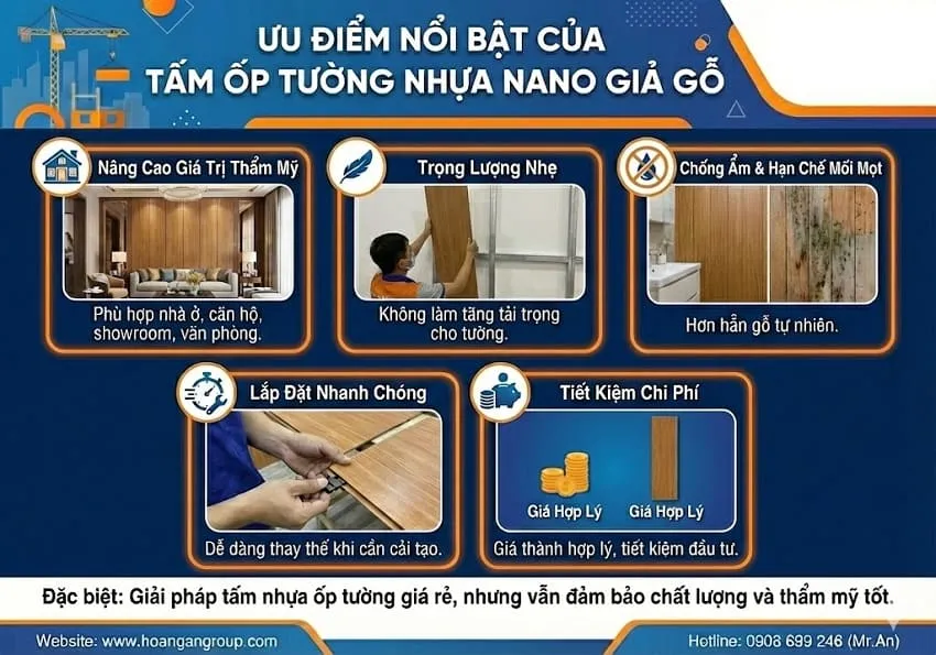 Ưu Điểm Nổi Bật Của Tấm Ốp Tường Nhựa Nano Giả Gỗ