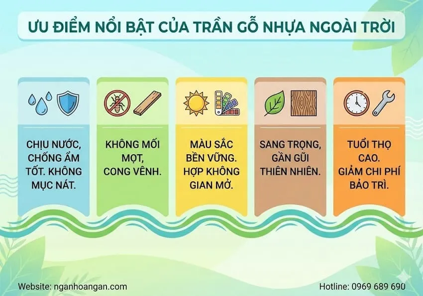 Ưu Điểm Nổi Bật Của Trần Gỗ Nhựa Ngoài Trời Ưu Điểm Nổi Bật Của Trần Gỗ Nhựa Ngoài Trời