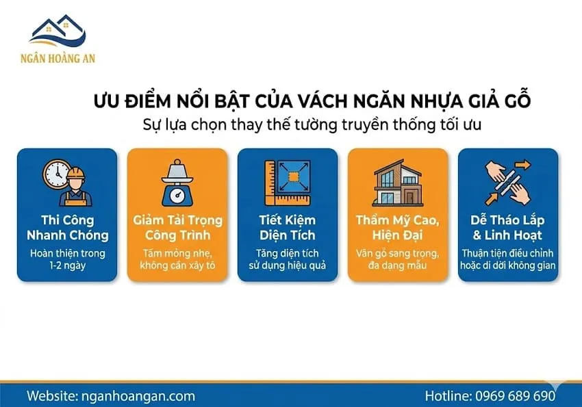 Ưu Điểm Nổi Bật Của Vách Ngăn Nhựa Giả Gỗ