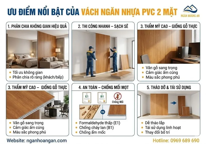 Ưu Điểm Nổi Bật Của Vách Ngăn Nhựa PVC 2 Mặt