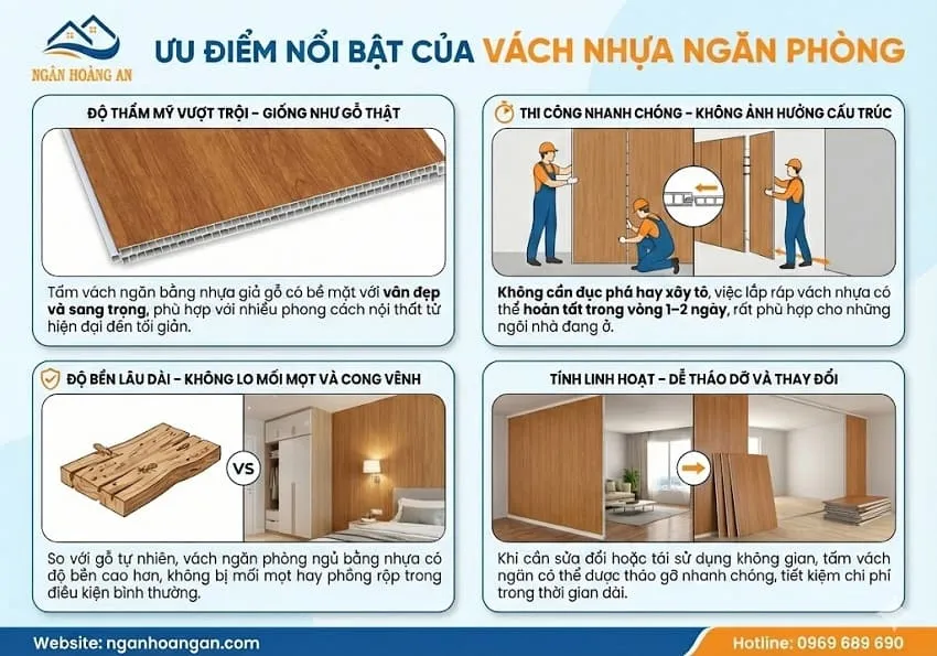 Ưu Điểm Nổi Bật Của Vách Nhựa Ngăn Phòng