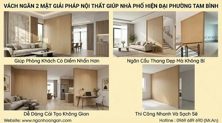 Vách Ngăn 2 Mặt Giải Pháp Nội Thất Giúp Nhà Phố Hiện Đại Phường Tam Bình