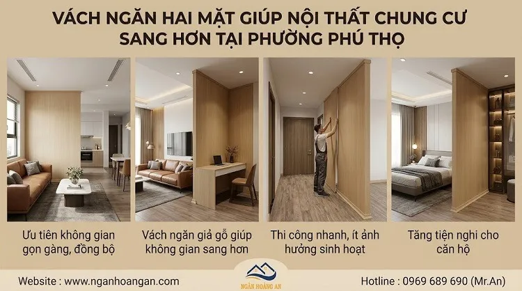Vách Ngăn Hai Mặt Giúp Nội Thất Chung Cư Sang Hơn Tại Phường Phú Thọ