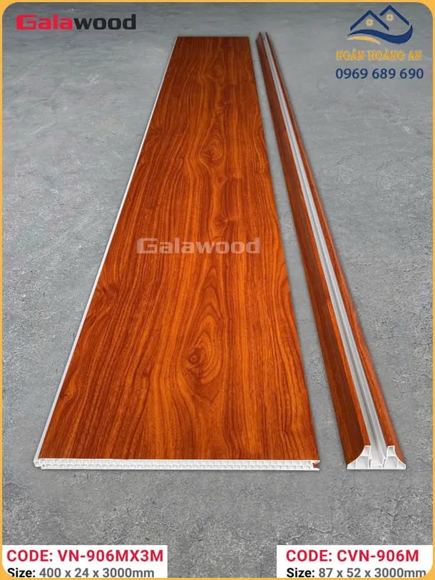 Vách Ngăn Nhựa 2 Mặt Galawood 24mm VN-906MX3M Vân Gỗ Đỏ Cam Vách Ngăn Nhựa 2 Mặt Galawood 24mm VN-906MX3M Vân Gỗ Đỏ Cam