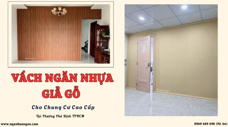 Vách Ngăn Nhựa Giả Gỗ Cho Chung Cư Cao Cấp Phường Phú Định TPHCM