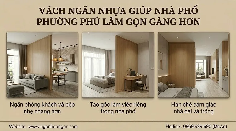 Vách Ngăn Nhựa Giúp Nhà Phố Phường Phú Lâm Gọn Gàng Hơn
