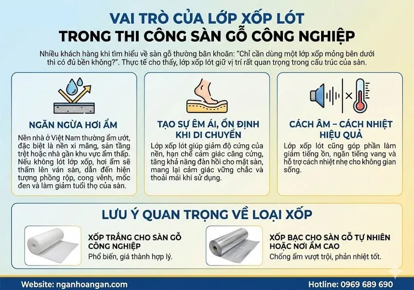Vai Trò Của Lớp Xốp Lót Trong Thi Công Sàn Gỗ Công Nghiệp