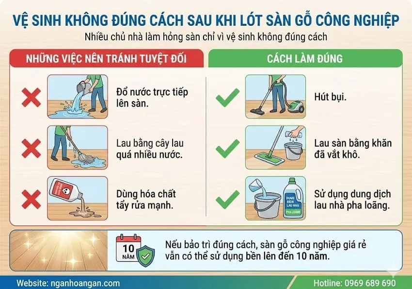 Vệ Sinh Không Đúng Cách Sau Khi Lót Sàn Gỗ Công Nghiệp Vệ Sinh Không Đúng Cách Sau Khi Lót Sàn Gỗ Công Nghiệp