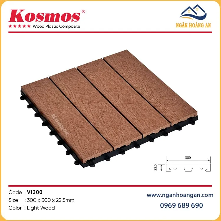 Vỉ Gỗ Nhựa Ngoài Trời Composite Kosmos VI300-Light Wood
