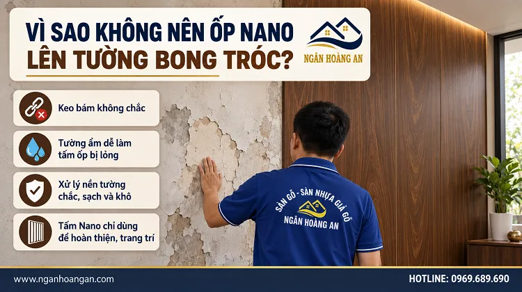 Tường Bị Bong Tróc Có Nên Ốp Tấm Nano Nhựa Giả Gỗ?