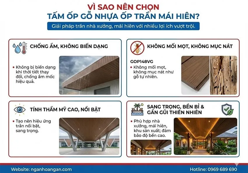 Vì Sao Nên Chọn Tấm Ốp Gỗ Nhựa Ốp Trần Mái Hiên?