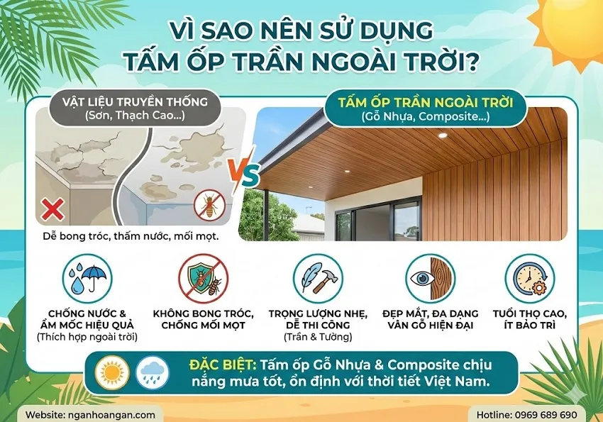 Vì Sao Nên Sử Dụng Tấm Ốp Trần Ngoài Trời Thay Cho Vật Liệu Truyền Thống?