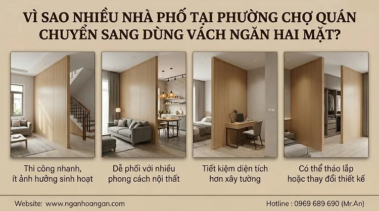 Vì Sao Nhiều Nhà Phố Tại Phường Chợ Quán Chuyển Sang Dùng Vách Ngăn Hai Mặt?